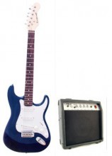 Metallic Blue Electric Guitar with 10Watt Amp Package
