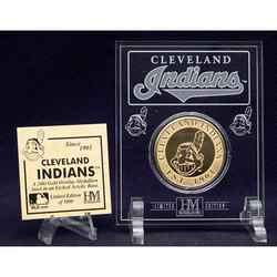 Cleveland Indians 24KT Gold Coin in Archival Etched Acrylic.