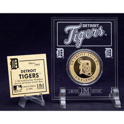 Detroit Tigers 24KT Gold Coin in Archival Etched Acrylic.