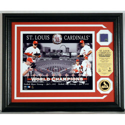 St. Louis Cardinals World Series Champion Ceremonies Photo Mint w/ 24KT Gold Coin and authenticated World Series On Deck Circle.
