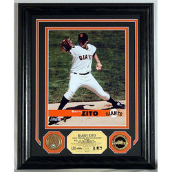 Barry Zito Gold  and Infield Dirt Coin Photo Mint w/24KT Gold Coin and authentic infield dirt coin