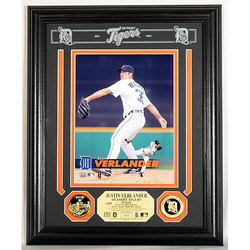 Justin Verlander Archival Etched Glass Photo Mint w/Two 24KT Gold Coins