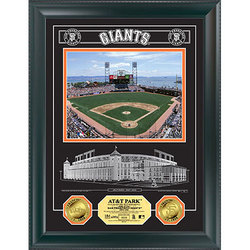 AT&T Park Archival Etched Glass w/ two Gold Coins