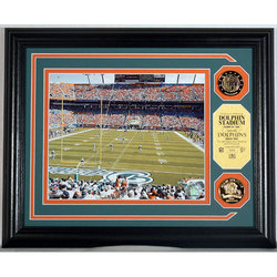 Dolphin Stadium Photo Mint with 2 24KT Gold Coins