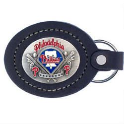 Large Leather & Pewter MLB Key Ring - Philadelphia Phillies