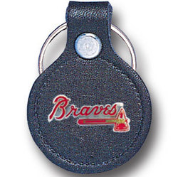 Small Leather & Pewter MLB Key Ring - Atlanta Braves