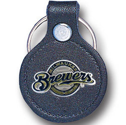 Small Leather & Pewter MLB Key Ring - Milwaukie Brewers