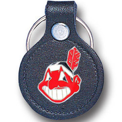Small Leather & Pewter MLB Key Ring - Cleveland Indians