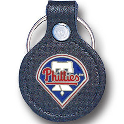 Small Leather & Pewter MLB Key Ring - Philadelphia Phillies