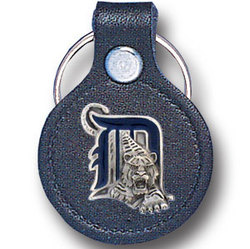 Small Leather & Pewter MLB Key Ring - Detroit Tigers