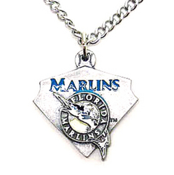 Chain Necklace & MLB Pendant Florida Marlins