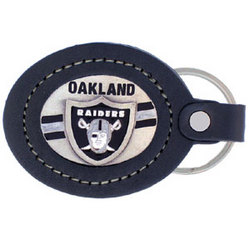 Large Leather Key Chain - Oakland Raiders