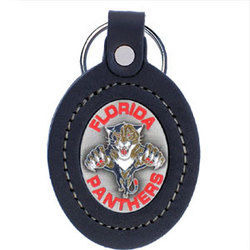Large Leather & Pewter Team Key Fob - Panthers