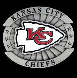 NFL Pewter Belt Buckle - Oversized Buckle - Kansas City Chiefs