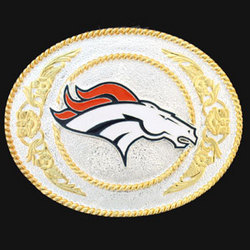 Denver Broncos - Gold and Silver Toned NFL Logo Buckle