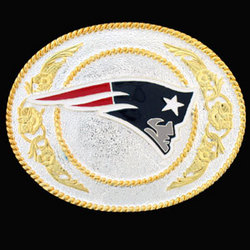 New England Patriots - Gold and Silver Toned NFL Logo Buckle