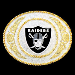 Oakland Raiders - Gold and Silver Toned NFL Logo Buckle