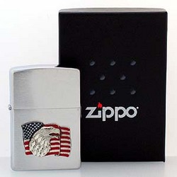Patriotic Zippo Lighter- American Flag and Eagle
